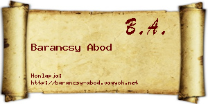 Barancsy Abod névjegykártya